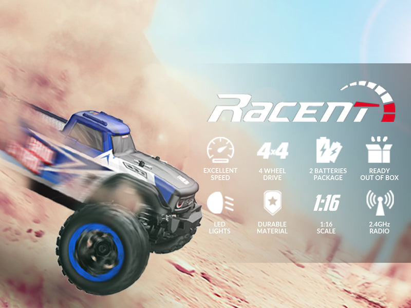 RACENT Escala 1:16 SandStorm 30MPH Alta velocidad 4WD 2.4 GHz RC Monster Truck (785-6)