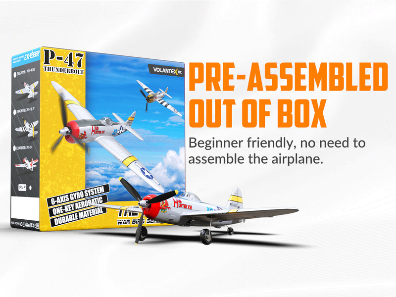 VOLANTEXRC P47 Thunderbolt (RTF) 4CH 400mm with Gyro (15.7'') 76116