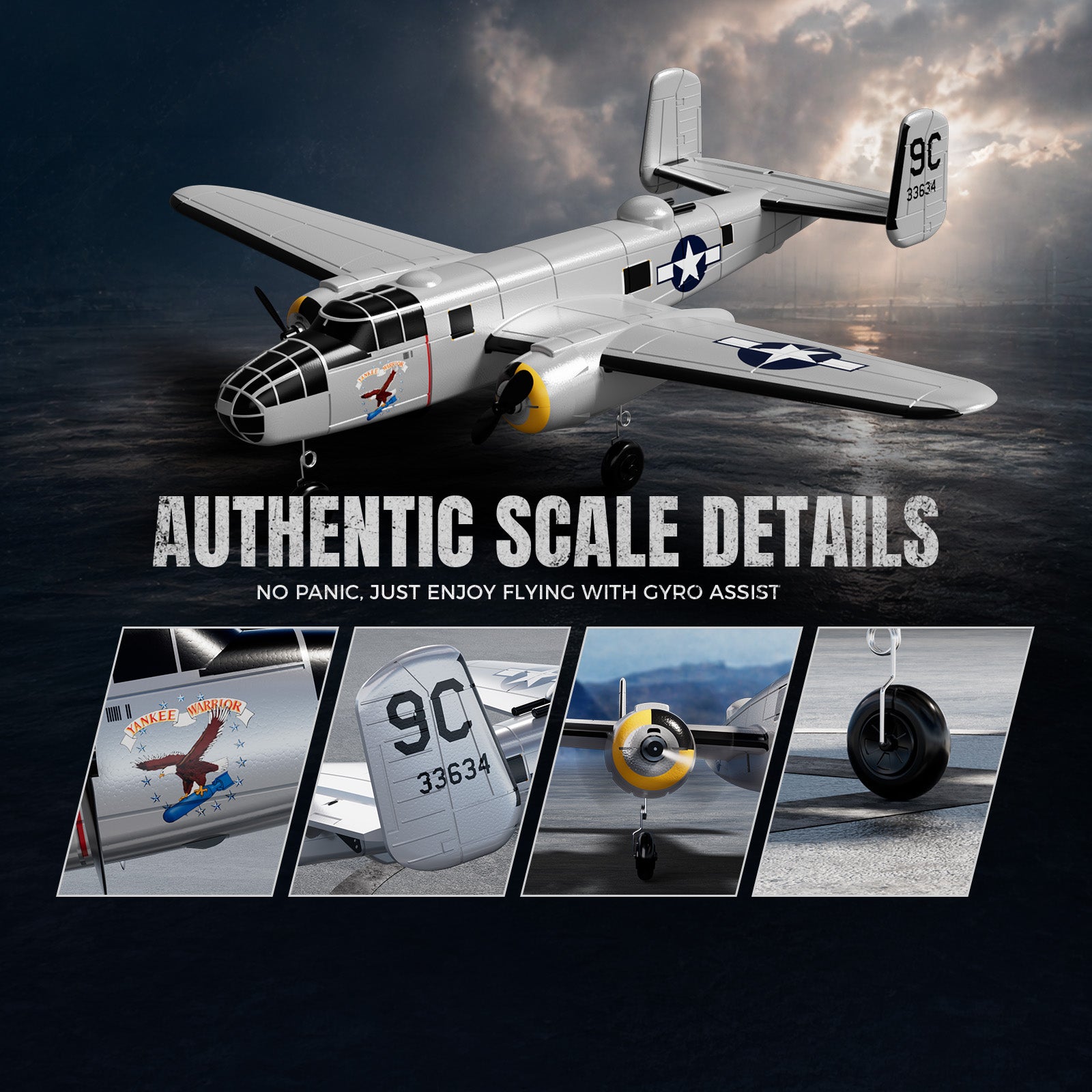 VOLANTEXRC B25 Mitchell RC Plane (RTF) 3CH 400mm | EXHOBBY