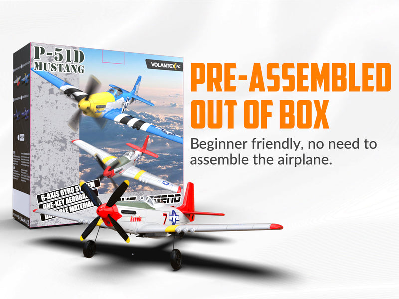 VOLANTEXRC Mustang P51 Rojo (RTF) 4 canales 400 mm para principiantes (15,7'') 76105