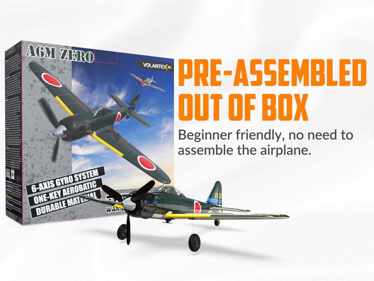 VOLANTEXRC Zero A6M 4-CH RC Plane RTF with XPilot Gyro | EXHOBBY