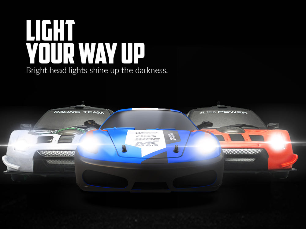 RACENT Speedster: 1:24 RC Car, 10MPH, LED, Drift Wheels