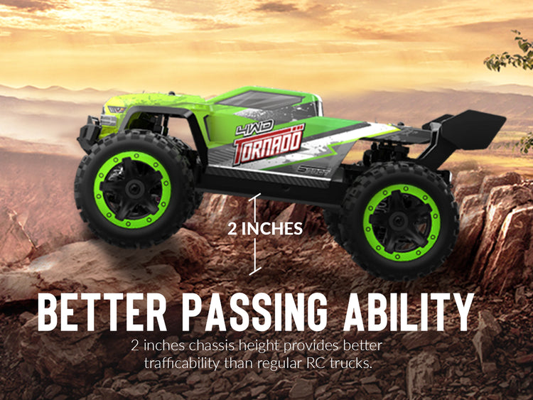 RACENT Tornado 1/16 4WD Off Road RC Monster Truck 30mph Fast High Speed