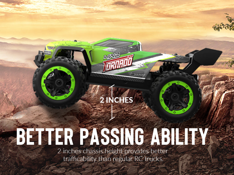 RACENT Tornado 1/16 4WD Off Road RC Monster Truck 30mph Fast High Speed