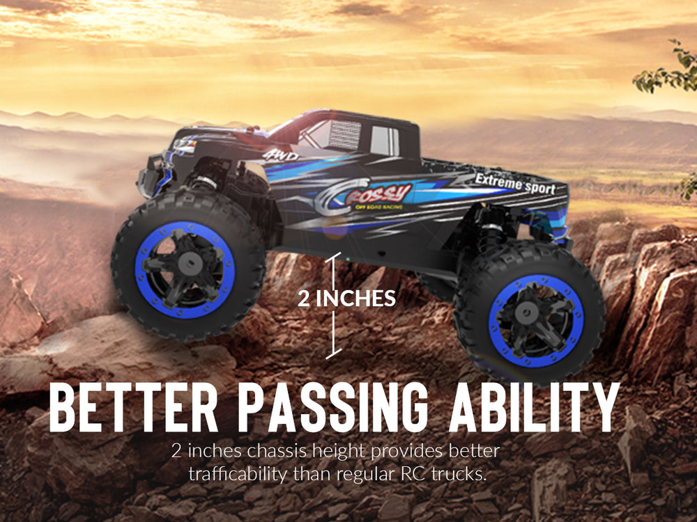 Racent Crossy Remote Control 4x4 RC Truck 1/16 Scale 30mph Fast High Speed 4WD Off Road （With Red Car Shell）