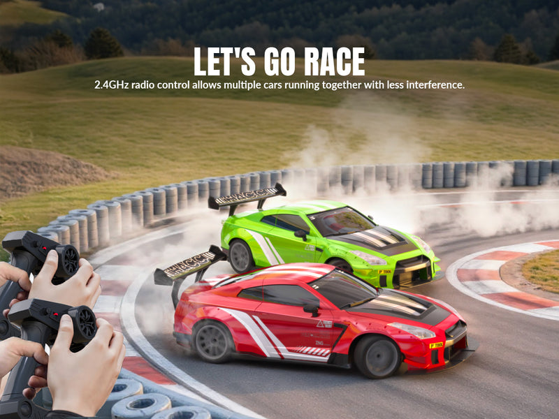 RACENT 1:20 RC Drift Car 4WD, LED Light, 2 Batteries, Dual Motor GREEN