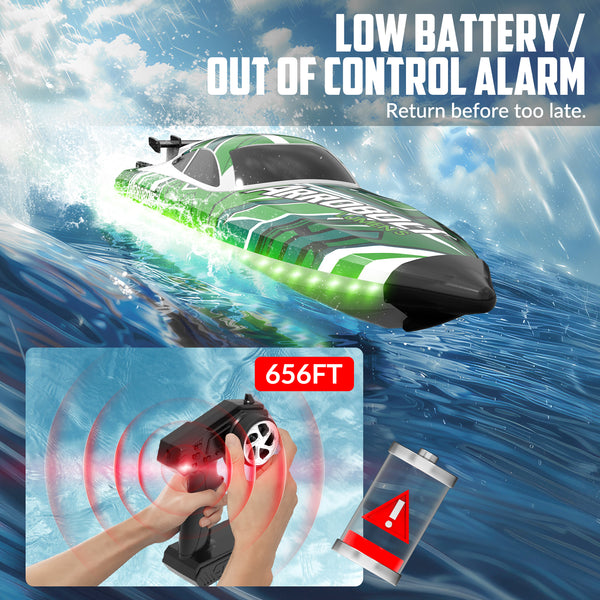 VOLANTEXRC Brushless 35+MPH Full Proportional Boat High Speed RC Boat for Adults GREEN (79706)