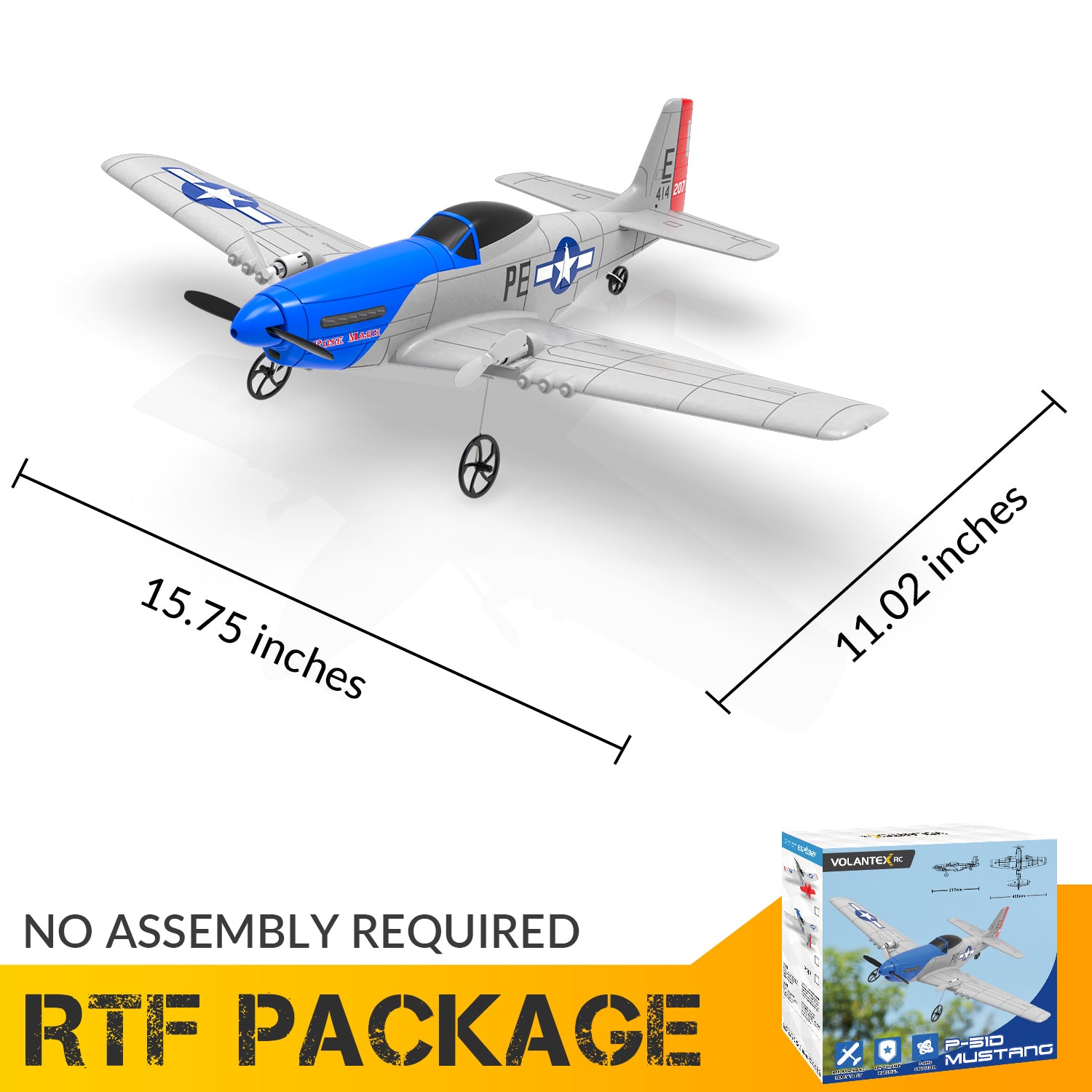 VolantexRC P-51D Mustang RC Plane with Gyro for beginners - EXHOBBY