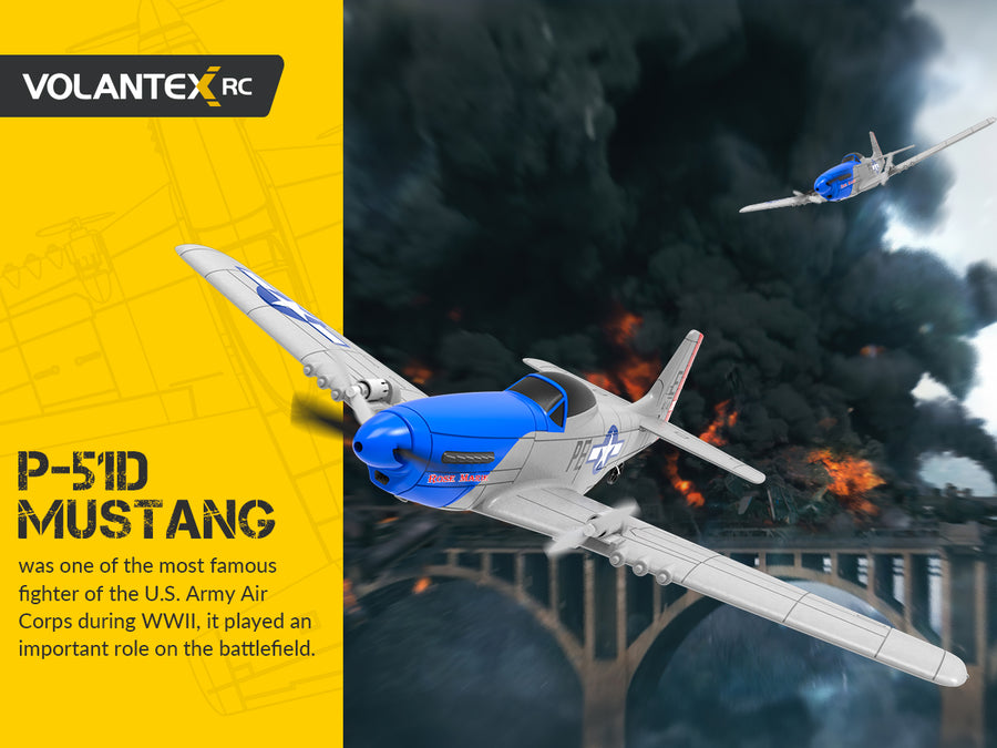 VolantexRC P-51D Mustang RC Plane with Gyro for beginners - EXHOBBY