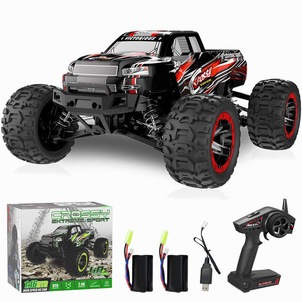 Holyton 1:10 Large High Speed Remote Control Car with LED Shell Lights, 48+  KM/H, 4WD Offroad Monster Truck for Adults & Kids, Hobby RC Truck Vehicle