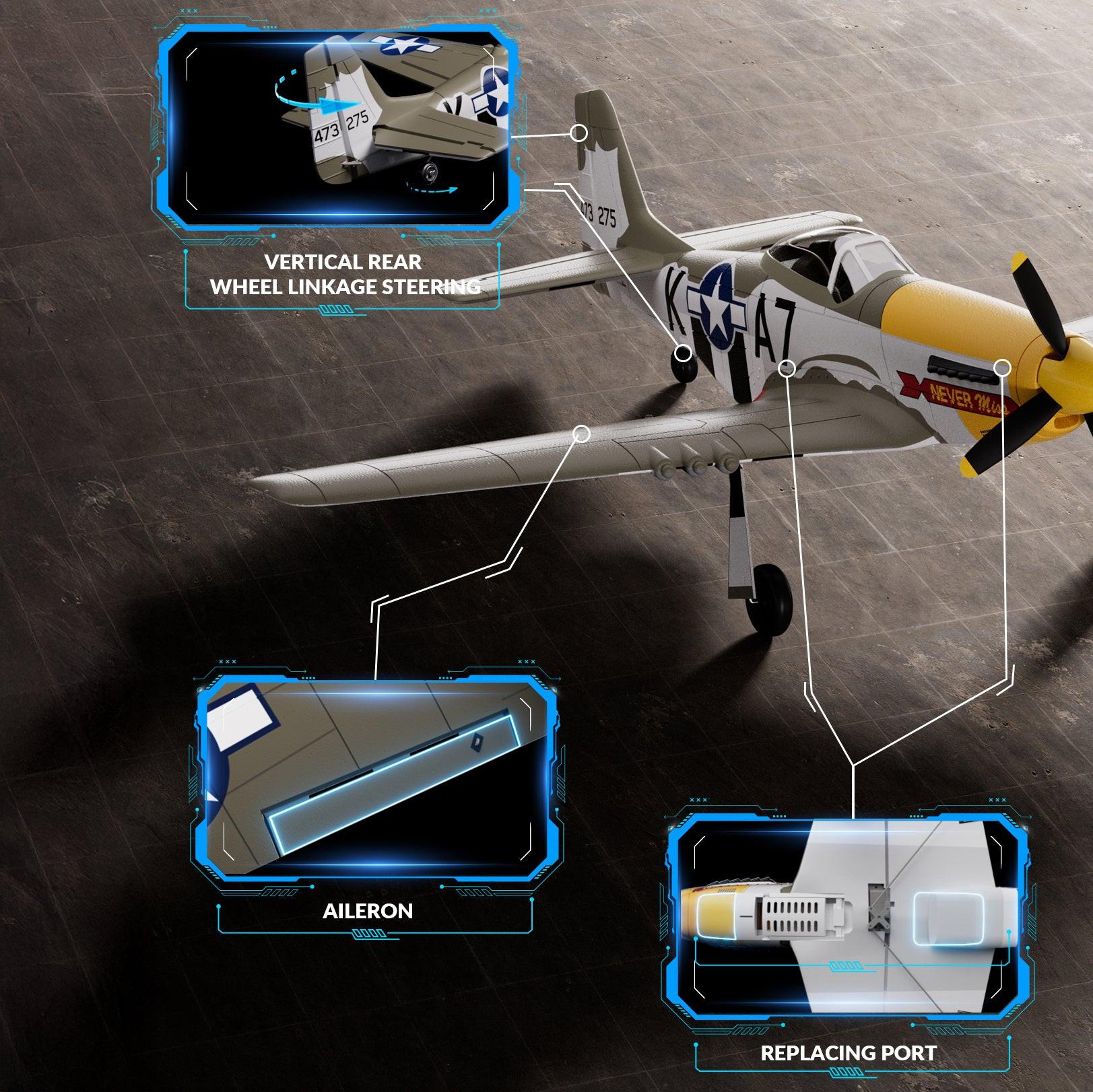 VOLANTEXRC P-51 Mustang Brushless RC Plane 500mm RTF | EXHOBBY