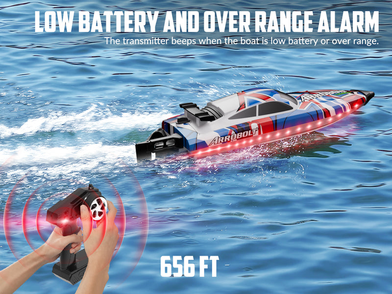 VOLANTEXRC Arrobolt Lumen S Brushless 35+MPH Fast RC Boat for Lakes RED (79706)