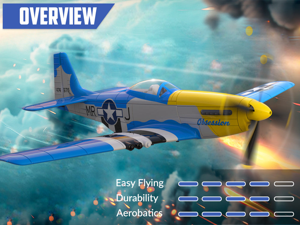 4-Channel P-51 Mustang RC Plane RTF with Xpilot Gyro - VOLANTEXRC