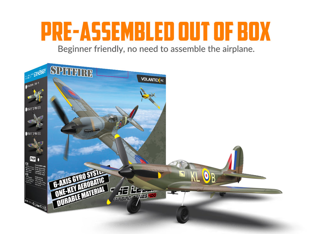 VOLANTEXRC Spitfire (RTF) 4CH 400mm para principiantes (15,7'') 76112