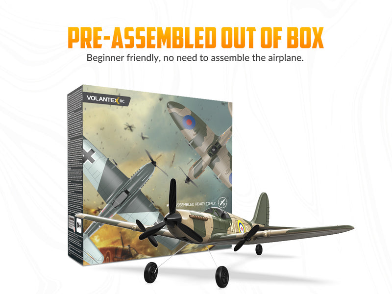 VOLANTEXRC Spitfire (RTF) 3CH 400mm con giroscopio (15,7'') 76205