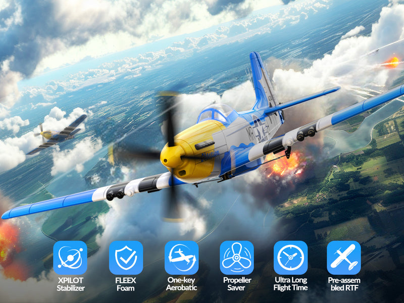 VOLANTEXRC Mustang P51 (RTF) 4CH 400mm with Gyro (15.7'') 76105