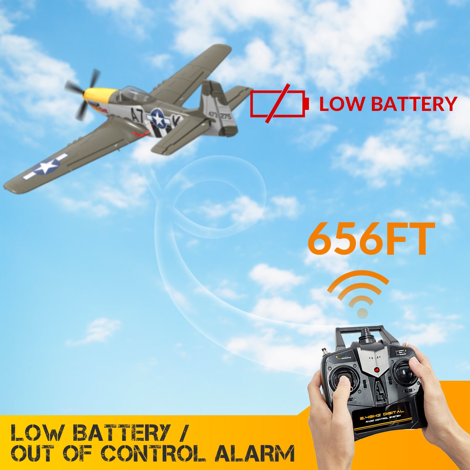 VOLANTEXRC 500mm P-51D Mustang (76802) PNP without Radio, Battery & Charger-EXHOBBY LIMITED.