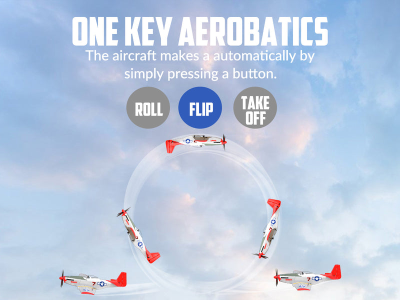 VOLANTEXRC Mustang P51 Rojo (RTF) 4 canales 400 mm para principiantes (15,7'') 76105