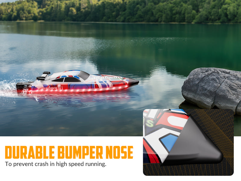 VOLANTEXRC Arrobolt Lumen S Brushless 35+MPH Fast RC Boat for Lakes RED (79706)