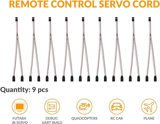 9pc C-Y Line Servo Extension Cables for RC Models-EXHOBBY LIMITED.