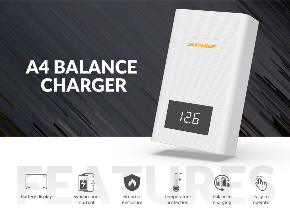 SUPULSE A4 Lipo Balance Charger - 40W, 3S-4S, AC 11.1V/14.8V Quick Charge