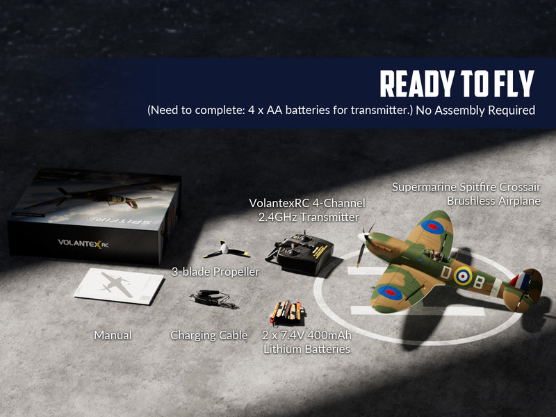 VOLANTEXRC 500MM Spitfire 4CH Brushless High Speed 76805