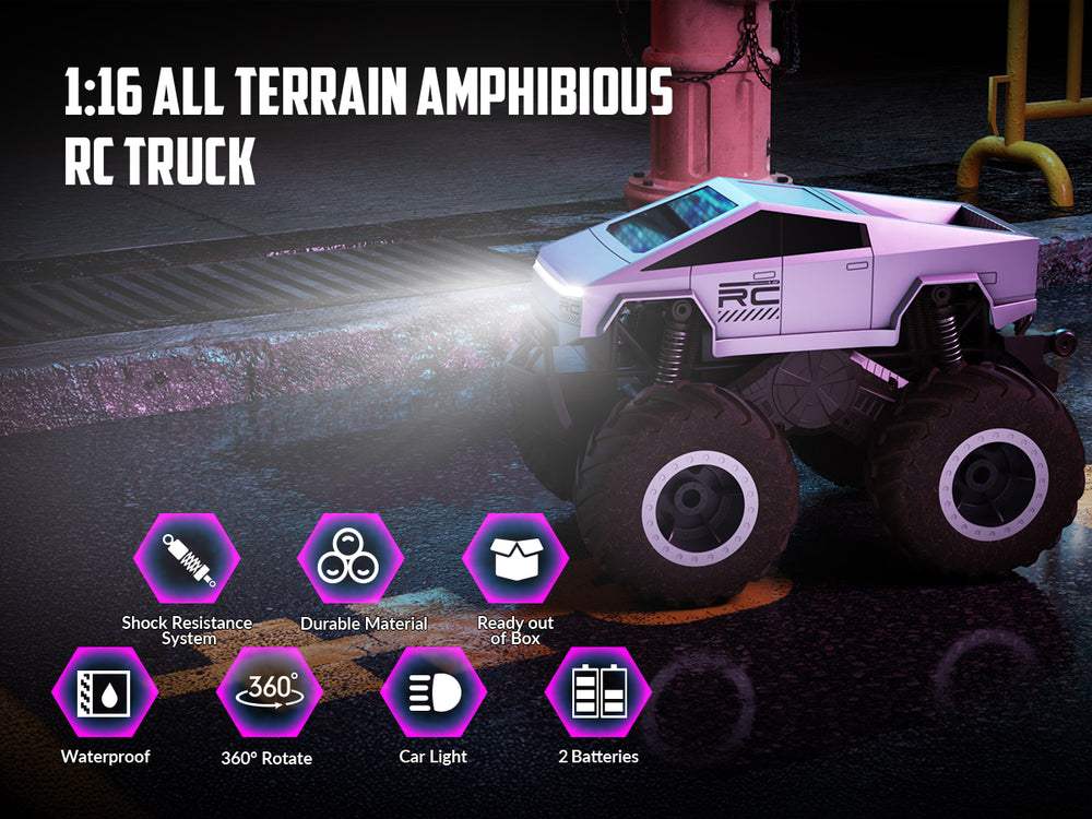 STEMTRON 1:16 Amphibious RC Car - All-Terrain Waterproof Stunt Truck