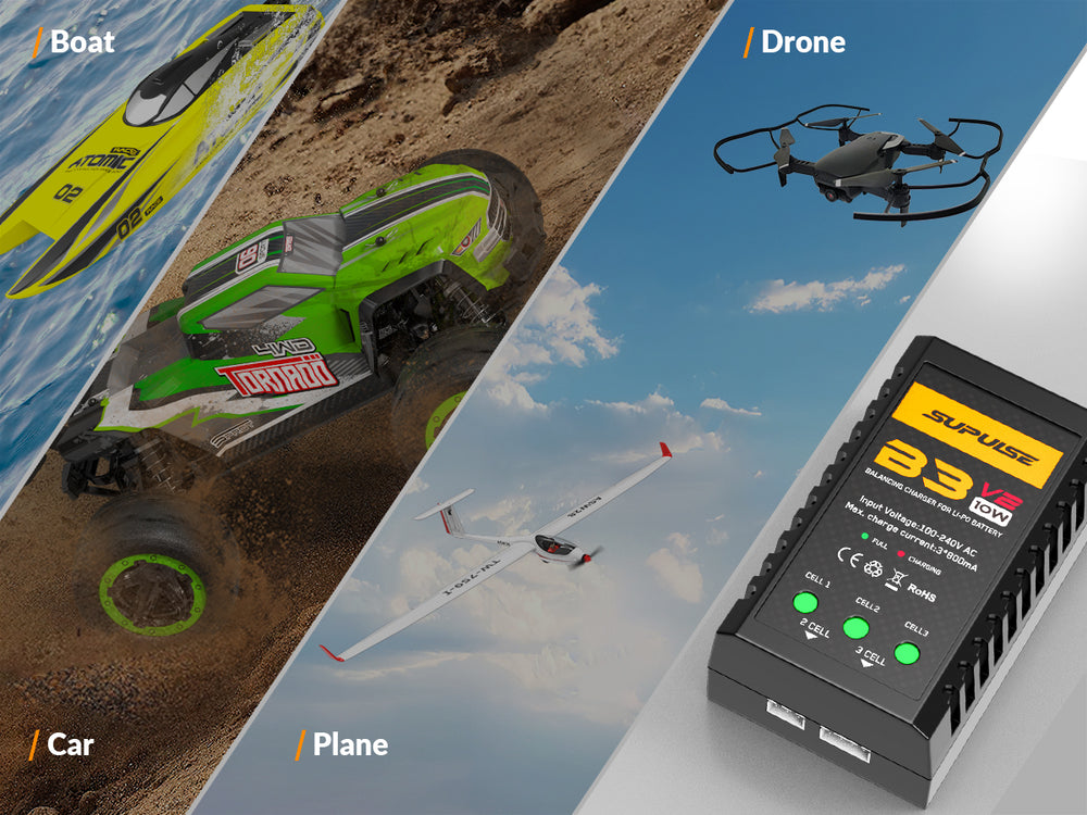SUPULSE 7.4-11.1V 2S-3S 10W LiPo Battery AC Pro Compact RC Balance Charger Best Seller Charger