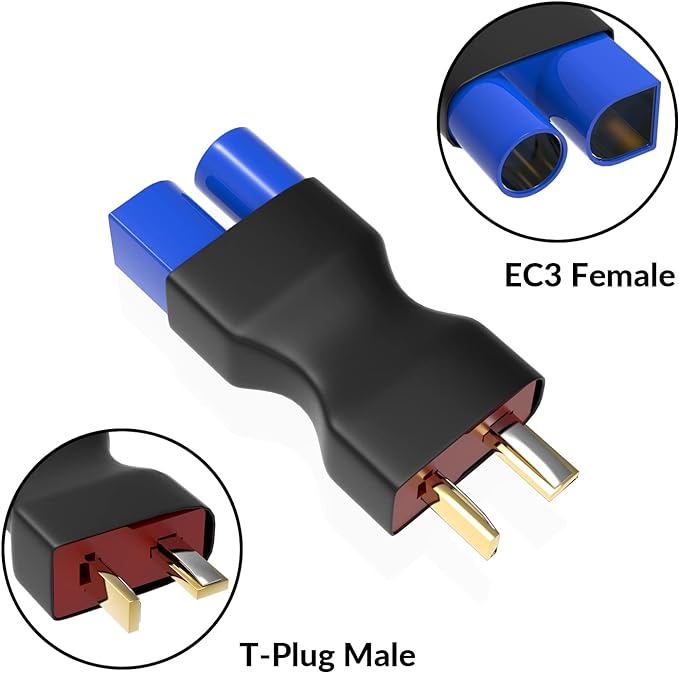 4pc T Plug to EC3 Adapters for RC Servo & Receiver Connections-EXHOBBY LIMITED.