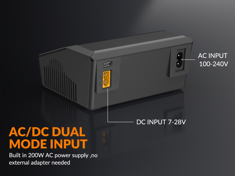SUPULSE M6DAC Dual Battery Balance Charger AC200W,1-6S LiPo/LiHV/LiFe/LiIon,1-10S PB,1-16S NiMh,65W Fast Charging