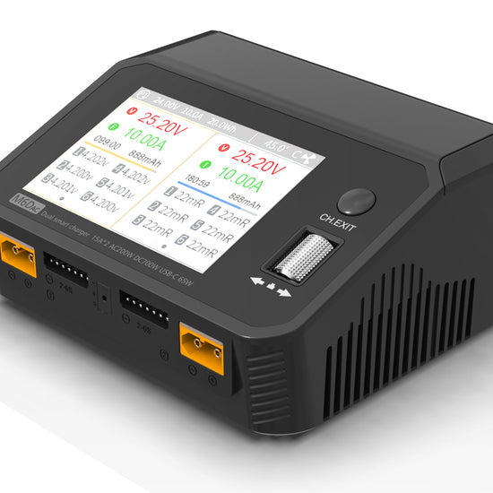 SUPULSE M6DAC Dual Battery Balance Charger AC200W,1-6S LiPo/LiHV/LiFe/LiIon,1-10S PB,1-16S NiMh,65W Fast Charging-EXHOBBY LIMITED.