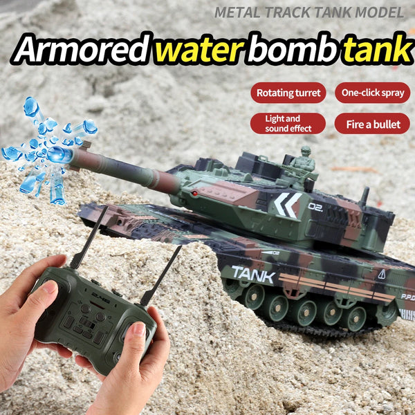 2.4G Remote Control Tracked Simulation Tank Water Bomb Spray Remote Control Vehicle War Armored Vehicle Model Children Toy Gift
