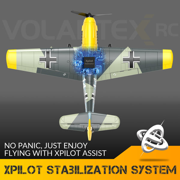 VOLANTEXRC BF109 Warbird 4ch RTF Remote Control Airplane for Beginners Xpilot Stabilization Easy Fly