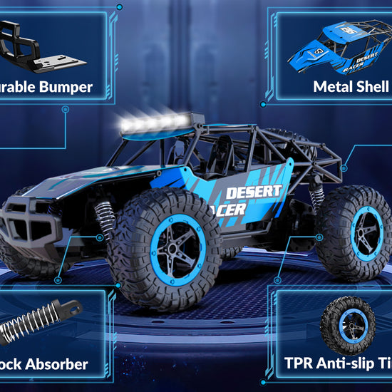 Racent 1:16 Scale All-Terrain Remote Control Rock Crawler Desert Racer (blue)-EXHOBBY LIMITED.