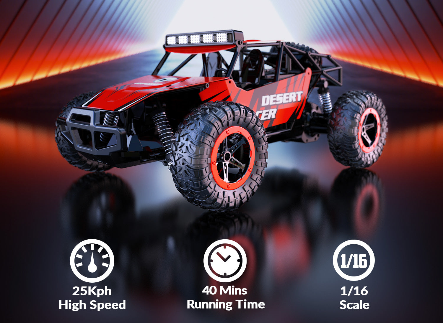 RACENT Desert Racer 1/16 RC Car for Kids All Terrain Remote Control Car RC Rock Crawler-EXHOBBY LIMITED.