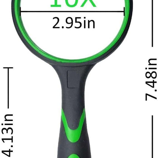 Multipurpose 10X HD thickened magnifying glass with 75MM Lens Magnifier and Non-Slip Soft Handle (Green)-EXHOBBY LIMITED.