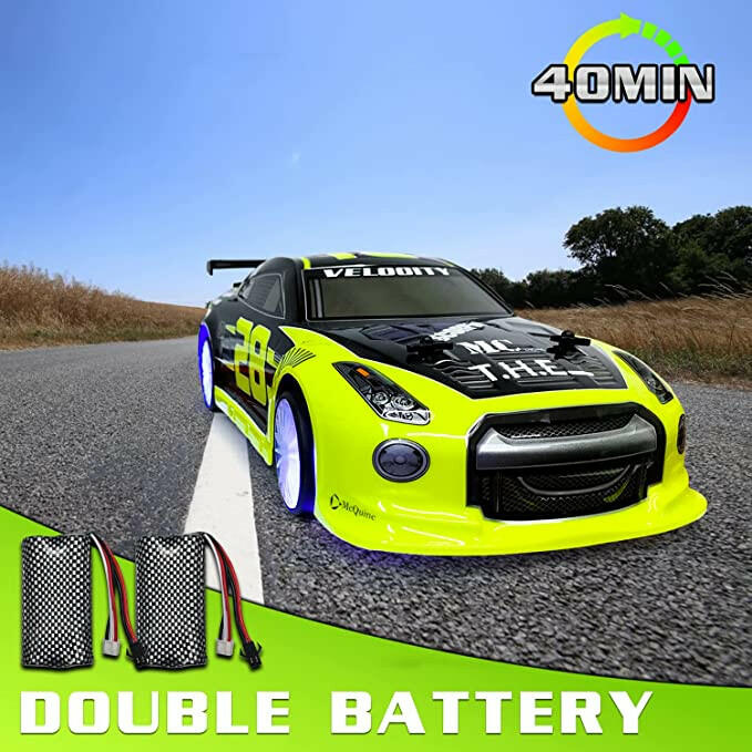 YUAN PLAN Remote Control Car RC Drift Car, 1/24 RC Car 2.4GHz 4WD RC Drift  Racing Car High Speed RC Cars with Cool Lights, Rechargeable Battery and