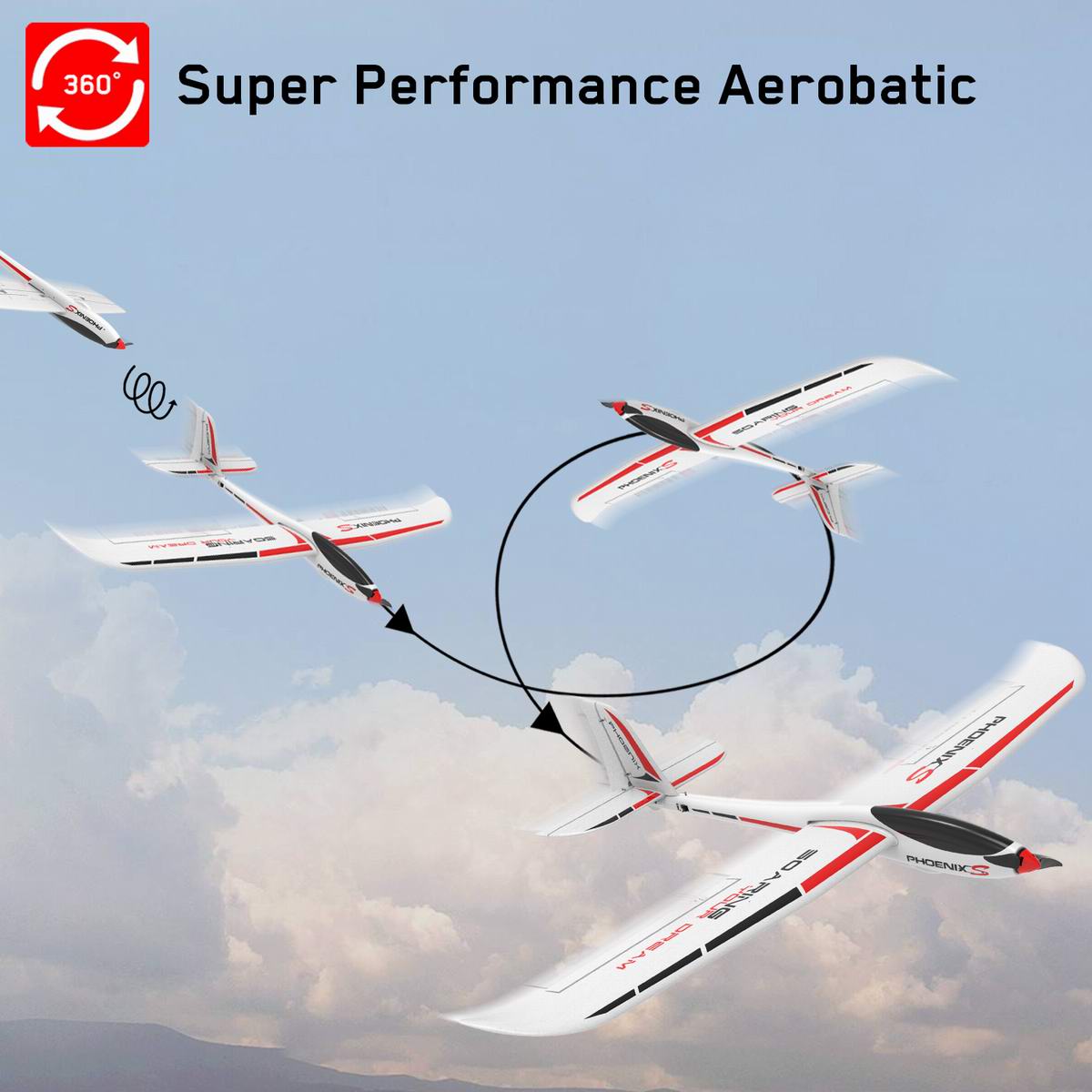 PhoenixS 4 Channel Glider with 1600MM Wingspan and Streamline ABS Plastic  Fuselage and (74207) PNP