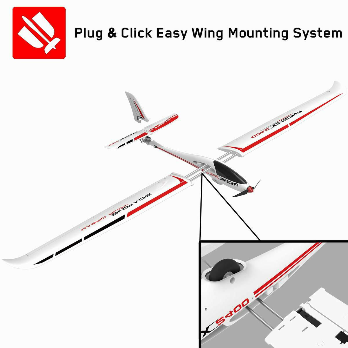 Phoenix 2400 5 Channel Glider with 2.4 Meter Wingspan and Plastic Fuselage (759-3) PNP.