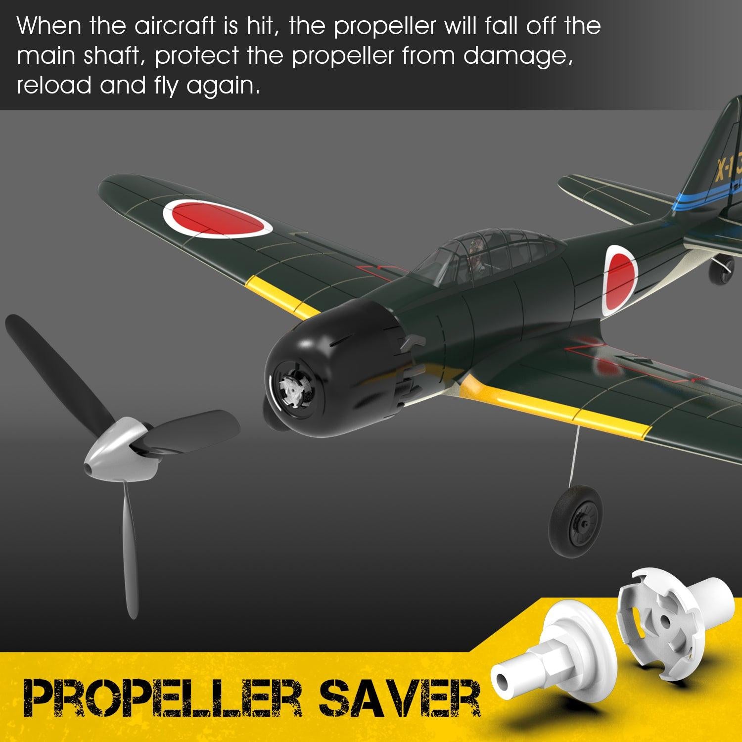 VOLANTEXRC Zero A6M 4-CH RC Plane RTF with XPilot Gyro | EXHOBBY