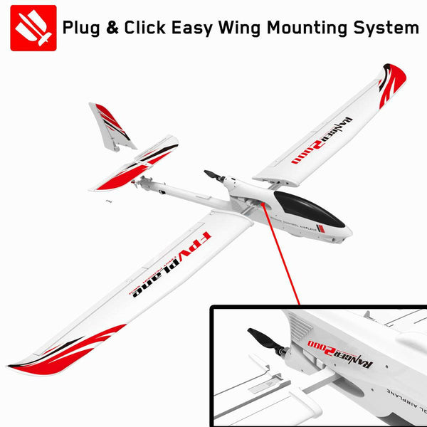 VOLANTEXRC Ranger 2000 5 Channel FPV Airplane with 2 Meter Wingspan and Unibody Plastic Fuselage (757-8) PNP.