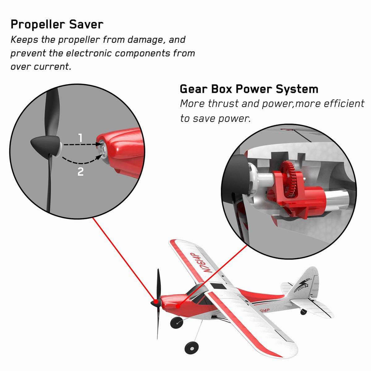 VOLANTEXRC Sport Cub 500 (76104) PNP without Radio, Battery & Charger-Red