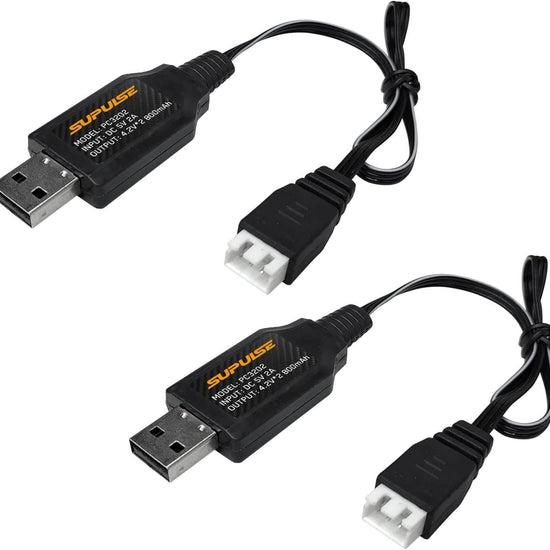 SUPULSE 2pcs USB Charger Cable 2A for 2S 7.4V LiPo Battery with XH-3Pin Plug for RC Boat RC Truck RC Plane-EXHOBBY LIMITED.