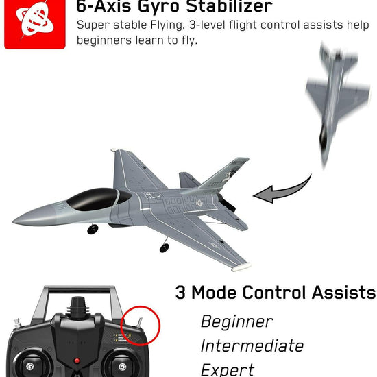 VOLANTEXRC 4-CH Jet F-16 Fighting Falcon RTF with Xpilot Stabilizer, Perfect for Beginners (761-10) - EXHOBBY