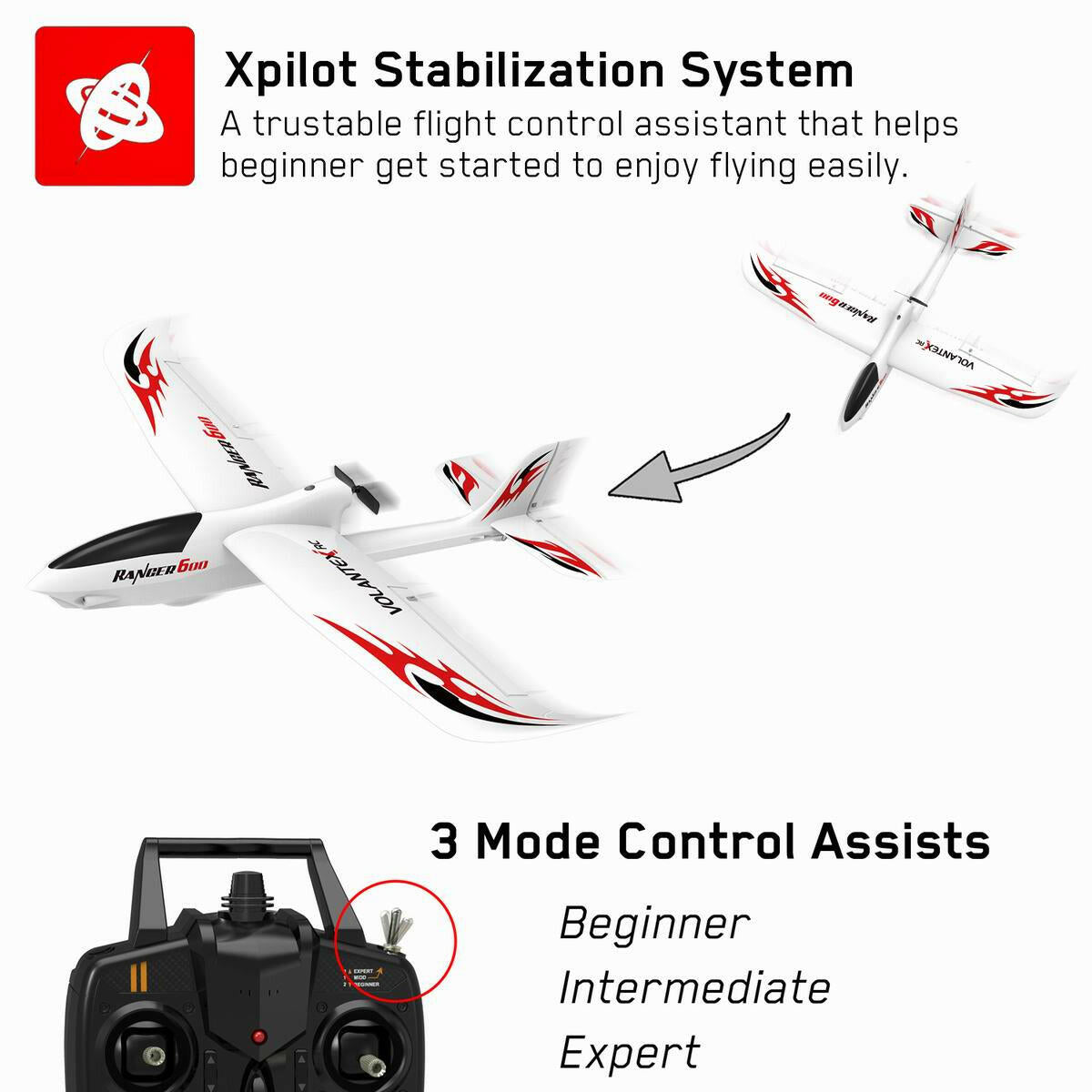 Volantexrc Ranger600 Ready to Fly Remote Control Airplane with Gyro Stabilizer