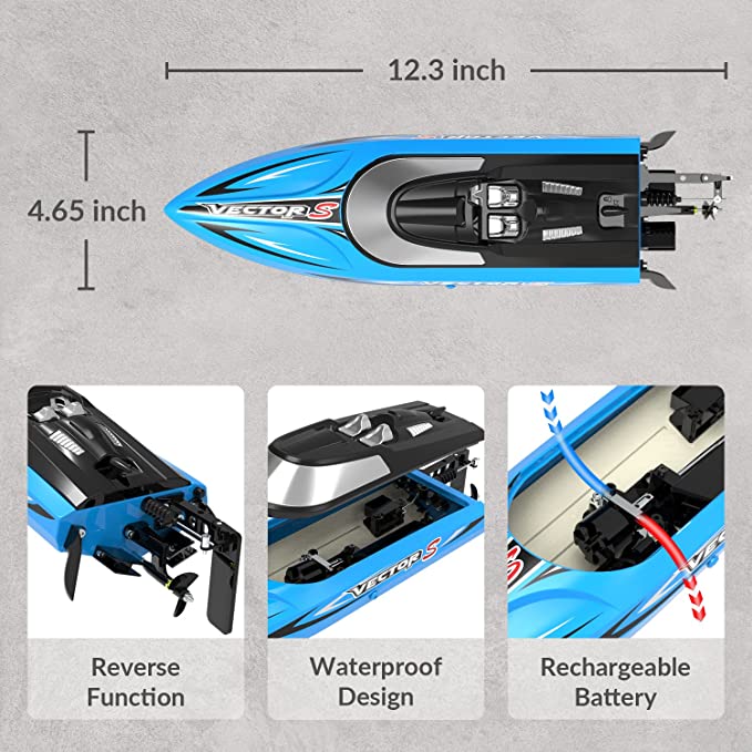 VOLANTEXRC VectorS Brushless High Speed RC Boat Self Righting for Lake 79704 Blue-EXHOBBY LIMITED.