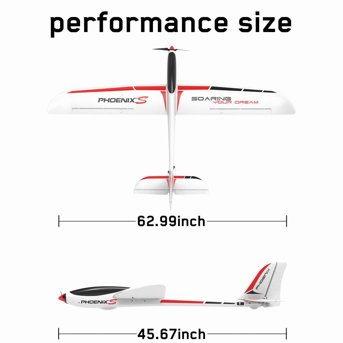 PhoenixS 4 Channel Glider with 1600MM Wingspan and Streamline ABS Plastic  Fuselage and (74207) PNP