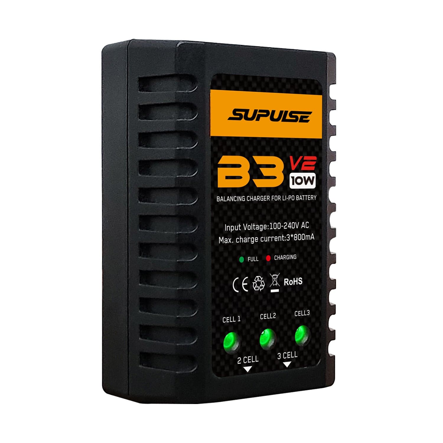 SUPULSE LiPo Battery Charger RC Balance Charger AC 7.4-11.1V 2S-3S 10W Upgrade Version B3AC Pro Compact Charger Lipo Charger (B3V2) - EXHOBBY