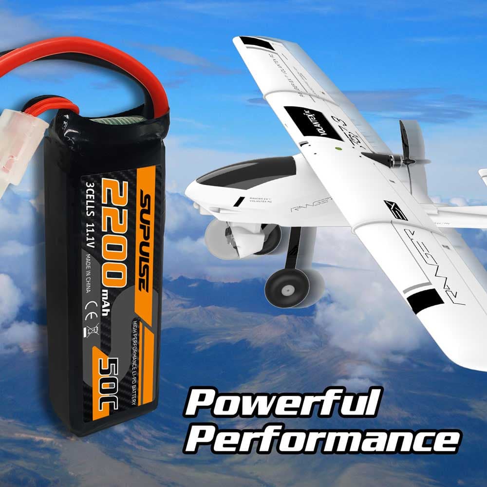 SUPULSE 2pcs 11.1V 3S 2200mAh 50C Lipo Battery with XT60 Plug - EXHOBBY