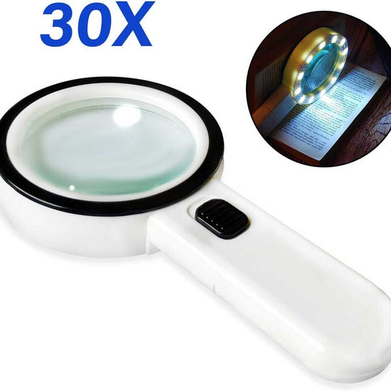 30X Portable Magnifying Glass Illuminated Magnifier Loupe - EXHOBBY